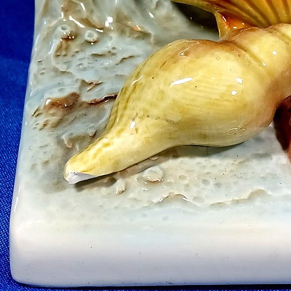 Beach Ocean Nautical Decor Realistic Seashell Starfish Sand Bookends Cottage Vtg - Picture 6 of 6